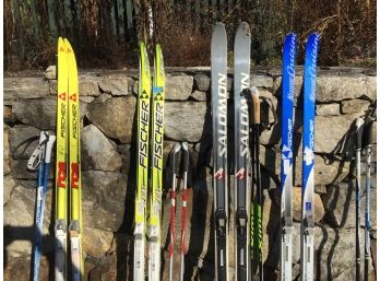 Set Of Four Cross Country Skis And Polls