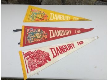 Three Danbury Fair Souvenir Banner Pennants From 1972, 1973 And 1977