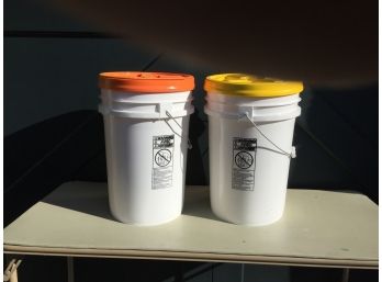Two Full Boxes Of API Kirk Five Gallon Buckets With Gamma Seal Lid Tops