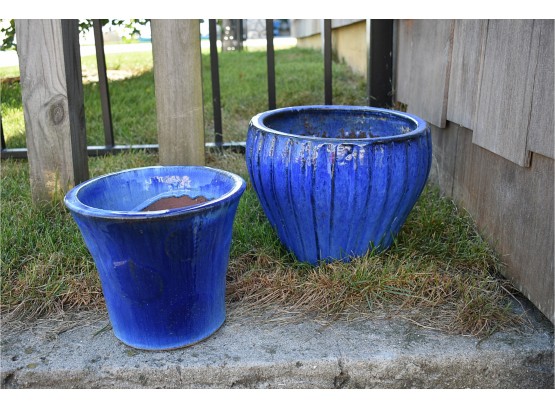 Set Of Two Ceramic Terracotta Pots