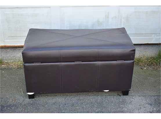Faux Leather Upholstered Storage Ottoman 32x17x16