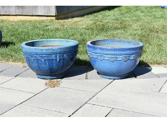Glazed Ceremic Teracotta Planters (one As Is)