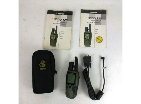 Garmin Rino 120 2-Way Radio & Handheld GPS W/Computer Cord, Carrying Case & Manuals