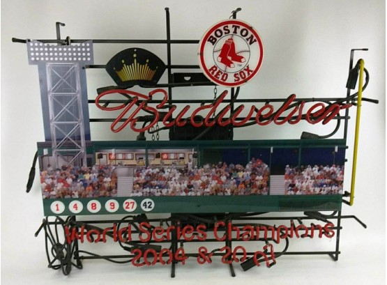 Budweiser Boston Red Sox World Champions Neon Sign For Parts Or Repair