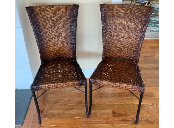 Pair Of Really Nice Metal And Wicker Chairs