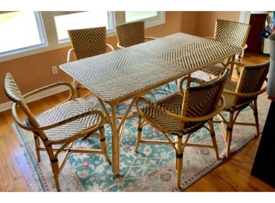 Bamboo & Wicker Dining Table And Chairs