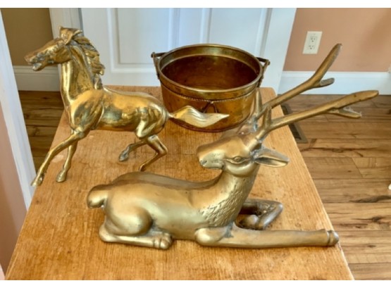 3 Piece Brass Lot ~ Solid Brass Horse & More ~
