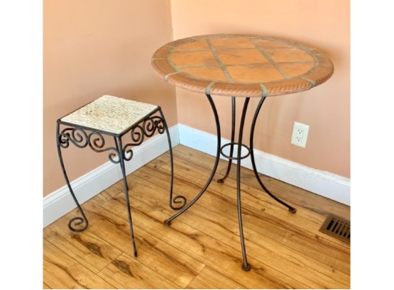 Bistro Table With Real Stone Top & Metal Base
