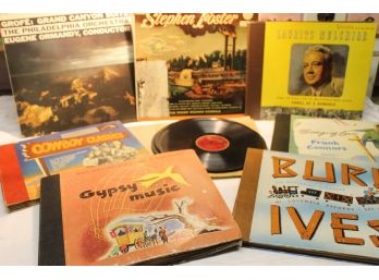 Nice Lot Of Vintage 78 Record's Including Gyspy Music, Burl Ives, Stephen Foster, Cowboy Classics, Etc.