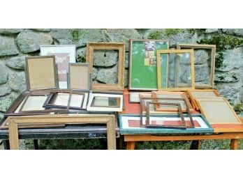 Huge Collection Of  Picture Frames Of Various Sizes And Colors. Some Missing Glass.
