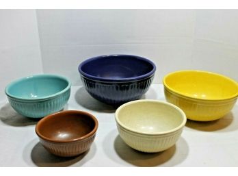 Set Of 5 Vintage Various Colored Stacking Bowls
