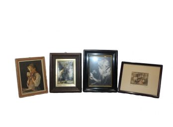 Group Of Four Well Framed Art Prints - Including Signed 'Bedtime' And #2531 By Carl Spitzweg