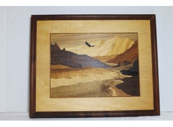 Beautiful Landscape Scene By Hudson River Inlay -made From Nearly 20 Different Woods From Across The U.S.