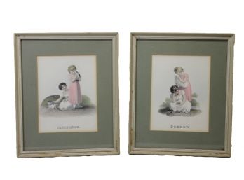 Lovely Vintage Set Of 'Sorrow' And  'Tenderness' Art Prints