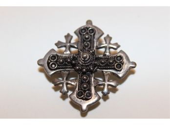 Vintage Bethlehem Sterling Silver Crusader Cross Brooch