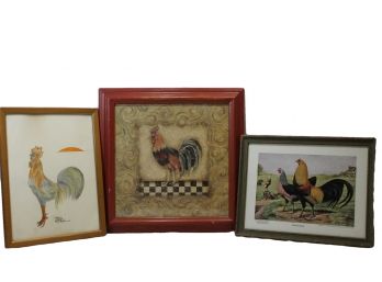 Set Of 3 Rooster Prints,  Including Two That Are Signed