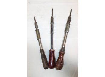 Group Of 3 Stanley Yankee Ratcheting Screwdrivers #30, #130A