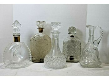 Vintage Collection Of 5 Crystal & Glass Decanters