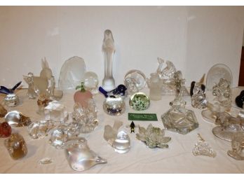 Beautiful Lot Of Crystal Paperweights & Decorative Glass Pieces Including Lefton, Danbury Mint, Waterford Etc.