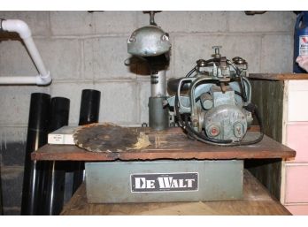 Dewalt MMB-20 Radial Arm Saw With Vintage Metal Work Bench, Instructions And Extra Blades