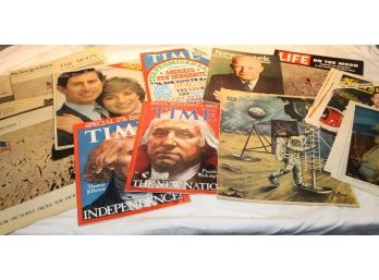 Moon Related Magazine's & Article's From Life, Newsweek, N.Y. Times With Bonus Time Bicentennial Edition's