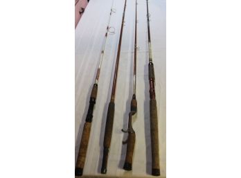 Lot Of 4 Fishing Rods-3 By South Bend Custom 2600 6', Power-taper 8'3', Gladding White Knight 6'6' & Unknwn 83