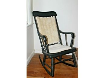 Black Antique Wood Rocking Chair With Chair Pads