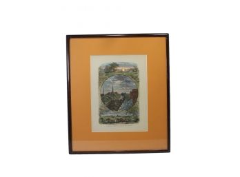 Framed Historic Picture Of Norwalk Harbor With Glimpses Greenwich And Stamford.