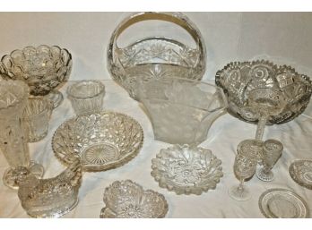 16 Pcs. Of 24% Lead Crystal & Cut Glass With Baskets, Serving Pieces, Coasters, Candy Dishes By Artmare & More