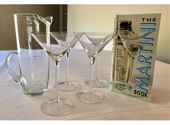 Martini Lot - 4 Glasses, Pitcher & Martini Recipe Book