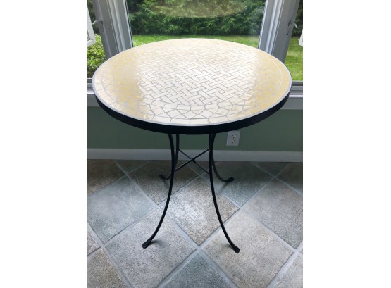 Yellow Mosaic Tile Wrought Iron Round Table