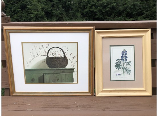 E.D. Smith Botanical Print & Unsigned Basket Still Life Print Framed