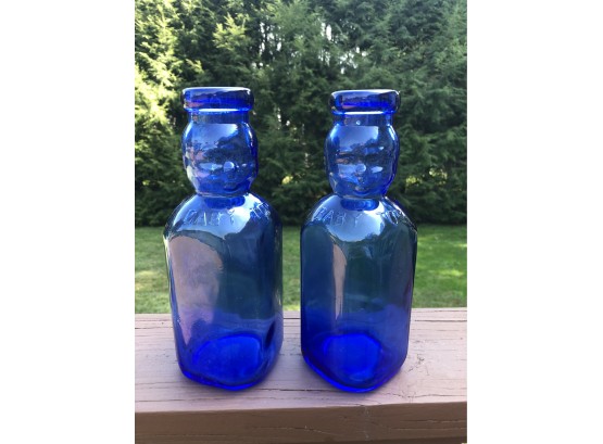 Cobalt Blue 1970's Baby Top Milk Bottles ( 2)
