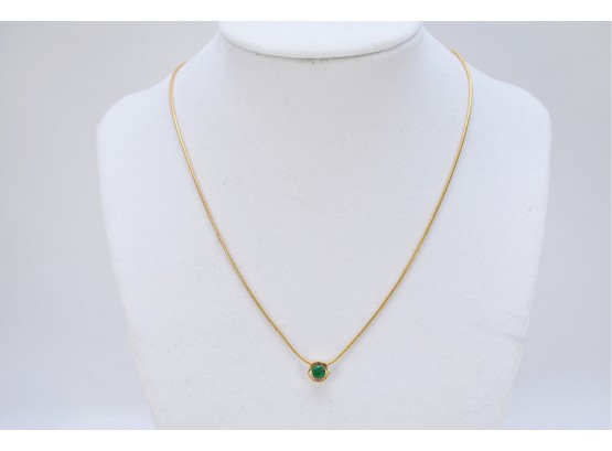 14k Gold Emerald Gemstone Necklace 5.6 Grams