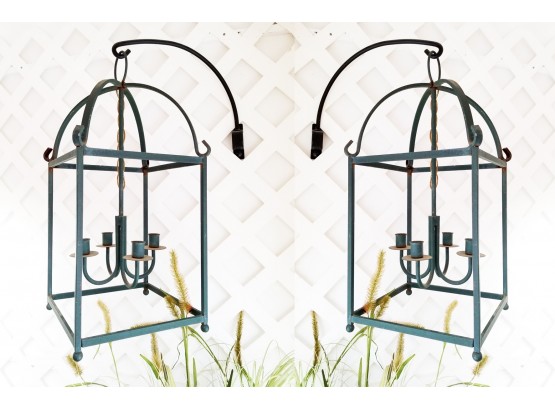 Pair Of Victorian Style Hanging Porch Lantern