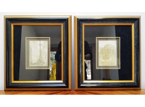 Pair Of Framed Architectural Drawing Reproductions