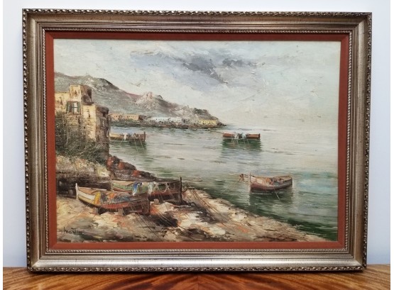 Large Framed Quality Reproduction Of An Impressionist Oil Painting Signed 'Martine'