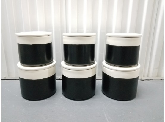 6 Unused Canvas Home Stoneware Lidded Coffee Jars With Chalk