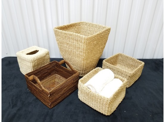 Assorted Woven Baskets For The Bathroom