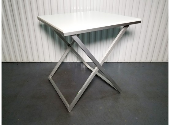 Modern Laminated Acrylic Top Steel Frame Folding Table