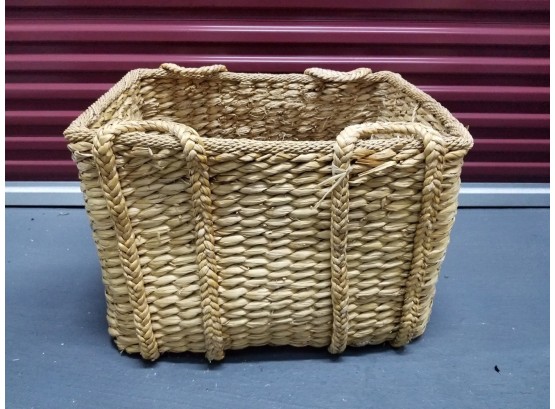Large 4-handled Woven Raffia Picnic Basket