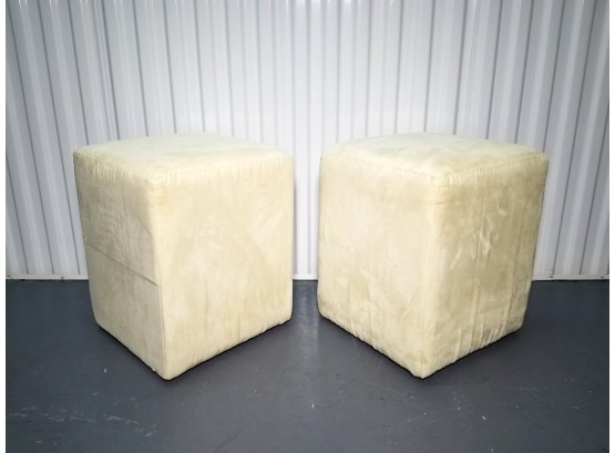 Pair Of Rolling Microfiber Square Ottoman