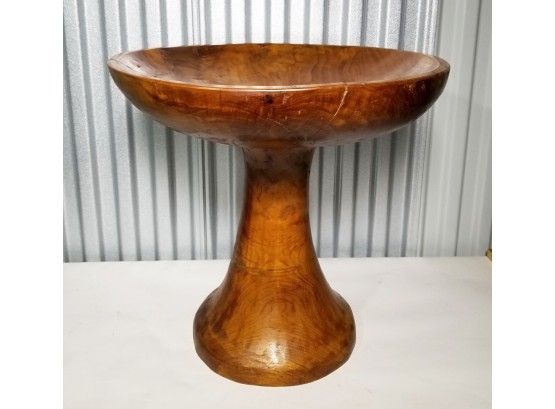 Rustic Hand Carved Solid Red Cedar Footed Pedestal Dish/Compote