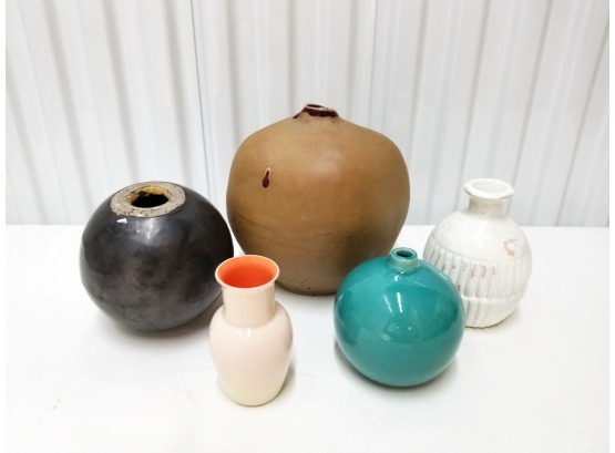 Five Colorful Ceramic Vases