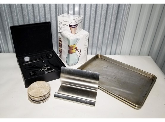 Variety Of Kitchen Gadgets & Leather Coasters