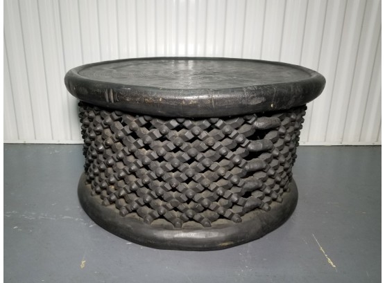 Pottery Barn African Bamileke Carved Wood Table/Stool