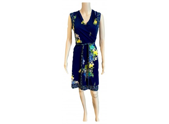 Blue Floral Tie-Back Dress, Size L