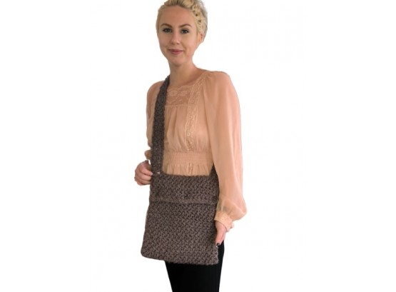 Exclusive Taupe / Brown Crocheted Shoulder Bag