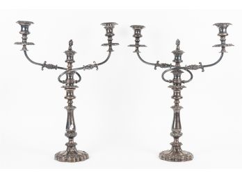 Pair Of Twisted Arm Candelabra Candle Sticks