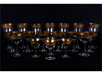 Elegant Set Of Gilded Wine Glasses